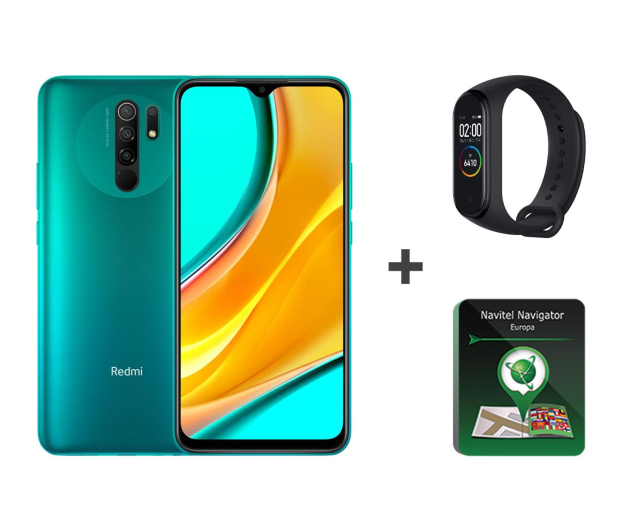 Xiaomi Redmi 9 4/64GB Ocean Green + Mi Band 4+ Navitel - 603814 - zdjęcie